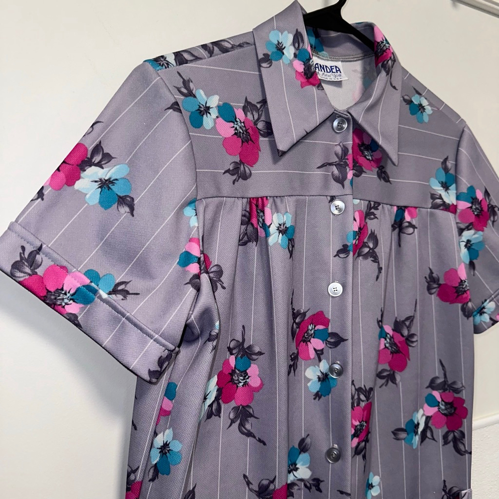 Sz S/M VINTAGE 70s Andea of New York WAITRESS TOP Shirt Uniform Thick Poly USA - Picture 12 of 14